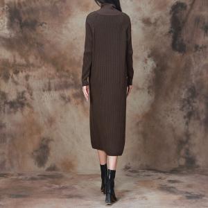 Half Zip Slim-Fit Knit Jersey Dress