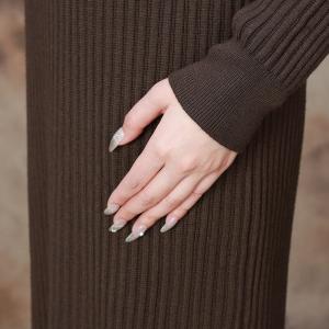Half Zip Slim-Fit Knit Jersey Dress
