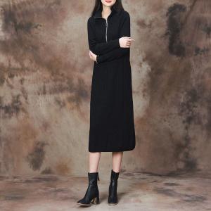 Half Zip Slim-Fit Knit Jersey Dress