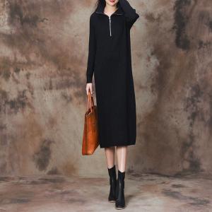 Half Zip Slim-Fit Knit Jersey Dress