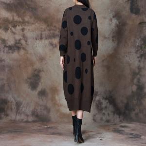 Mock Neck Polka Dot Sweater Cocoon Dress