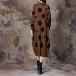 Mock Neck Polka Dot Sweater Cocoon Dress