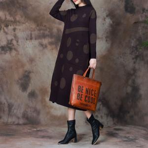 Mock Neck Polka Dot Sweater Cocoon Dress