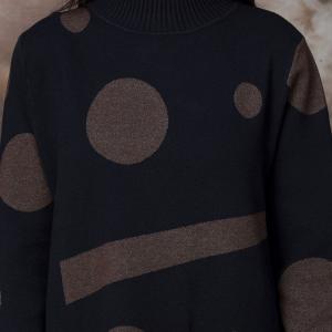 Mock Neck Polka Dot Sweater Cocoon Dress