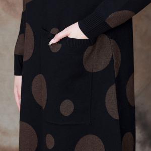 Mock Neck Polka Dot Sweater Cocoon Dress