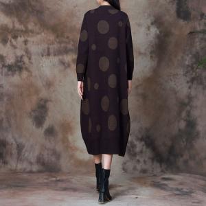 Mock Neck Polka Dot Sweater Cocoon Dress