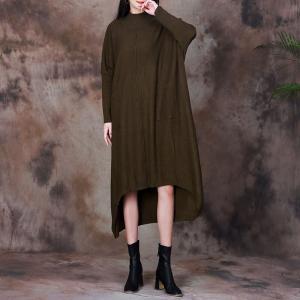 Large Asymmetrical Soft Wool Knit Dress