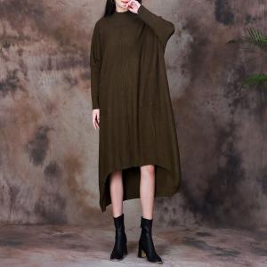 Large Asymmetrical Soft Wool Knit Dress