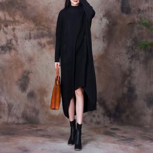 Large Asymmetrical Soft Wool Knit Dress