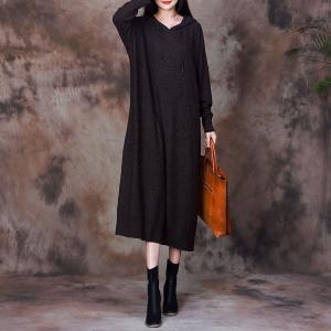 Pop Colored Loose Knit Hooded Sweater Dress