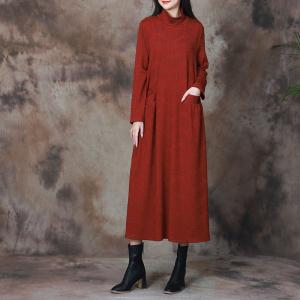 Wave Patterned Winter Turtleneck Dress