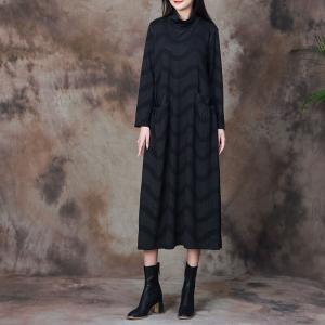 Wave Patterned Winter Turtleneck Dress