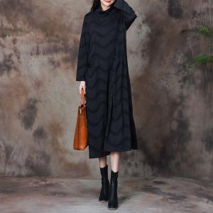 Wave Patterned Winter Turtleneck Dress