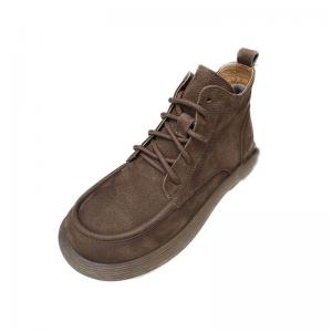 Side Zip Warm Lining Tied Leather Desert Boots