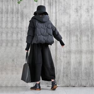 Elastic Sleeves White Down Hooded Puffer Coat