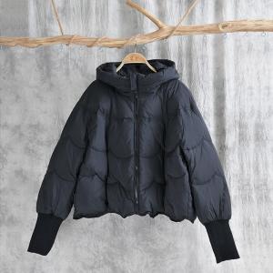 Elastic Sleeves White Down Hooded Puffer Coat