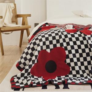 Big Flowers and Checkers Soft Blanket