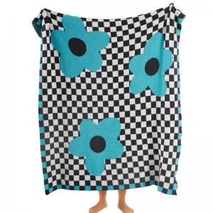 Big Flowers and Checkers Soft Blanket