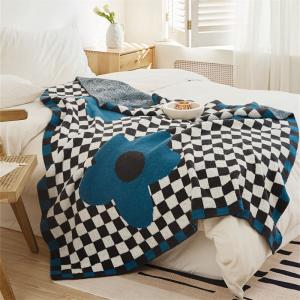 Big Flowers and Checkers Soft Blanket