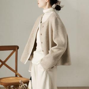 High-End Handmade Camel Cashmere Short Coat