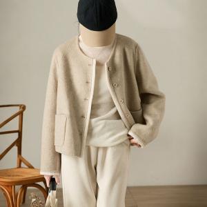 High-End Handmade Camel Cashmere Short Coat