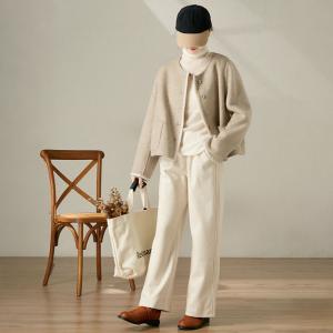 High-End Handmade Camel Cashmere Short Coat