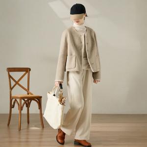 High-End Handmade Camel Cashmere Short Coat