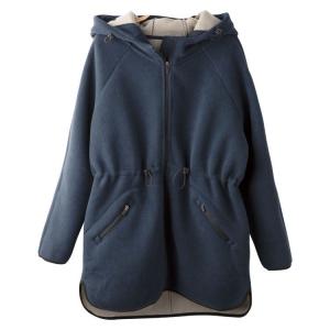 Polar Fleece Midi Tied Waist Hooded Windbreaker