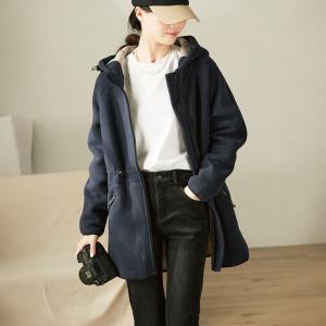 Polar Fleece Midi Tied Waist Hooded Windbreaker