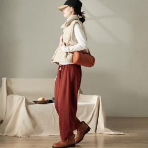 Reddish Brown Cotton Fleeced Jogging Pants