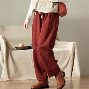 Reddish Brown Cotton Fleeced Jogging Pants