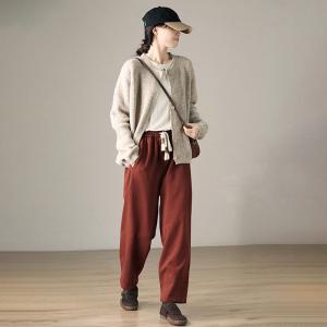 Reddish Brown Cotton Fleeced Jogging Pants