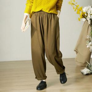 Coffee Wool Blend Tweed Trousers