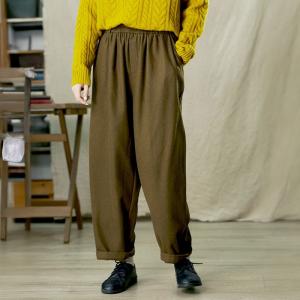 Coffee Wool Blend Tweed Trousers