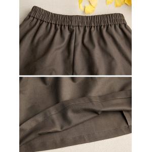 Dark Coffee Woolen Pleated A-Line Skirt