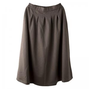 Dark Coffee Woolen Pleated A-Line Skirt