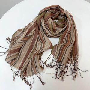 Colorful Striped Cotton Linen Fringed Scarf