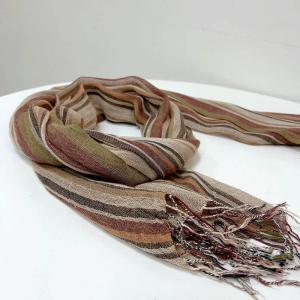 Colorful Striped Cotton Linen Fringed Scarf