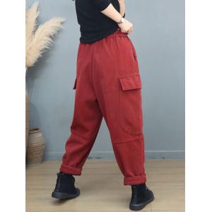 Fleeced Lining Cotton Loose Drawstring Pants