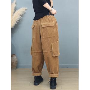 Warm Lining Wither Corduroy Carpenter Pants Women