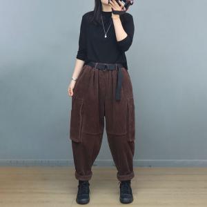 Warm Lining Wither Corduroy Carpenter Pants Women