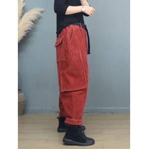 Warm Lining Wither Corduroy Carpenter Pants Women