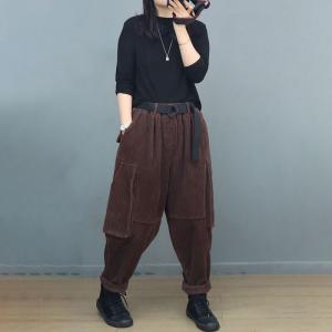 Warm Lining Wither Corduroy Carpenter Pants Women