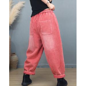 Drawstring Waist Corduroy Winter Harem Pants