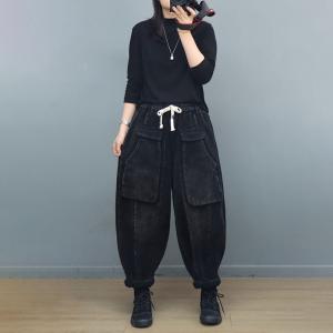 Drawstring Waist Corduroy Winter Harem Pants