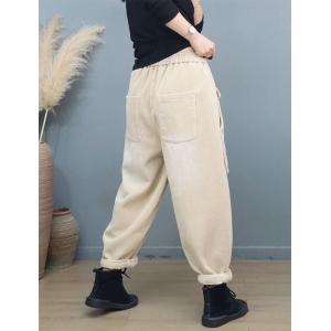 Drawstring Waist Corduroy Winter Harem Pants