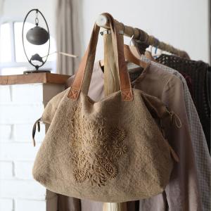 Handmade Embroidery Cotton Jute Shoulder Tote Bag