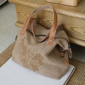 Handmade Embroidery Cotton Jute Shoulder Tote Bag