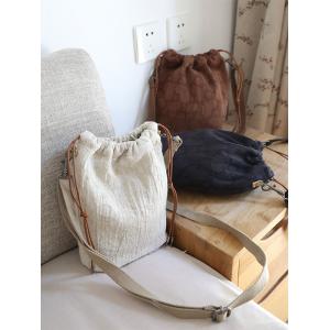 Linen Jacquard Drawstring Bucket Bag