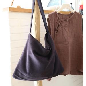 Solid Color Woolen Tweed Shoulder Tote